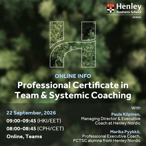 Online info | Professional Certificate in Team & Systemic Coaching