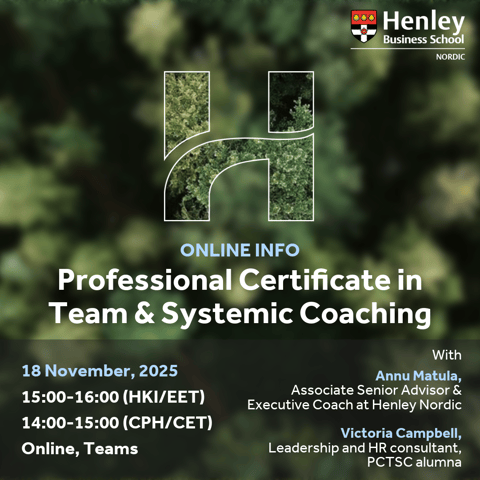 Online info | Professional Certificate in Team & Systemic Coaching